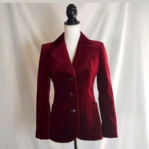 Size 8 VTG Braemar Burgundy Velvet Jacket Blazer